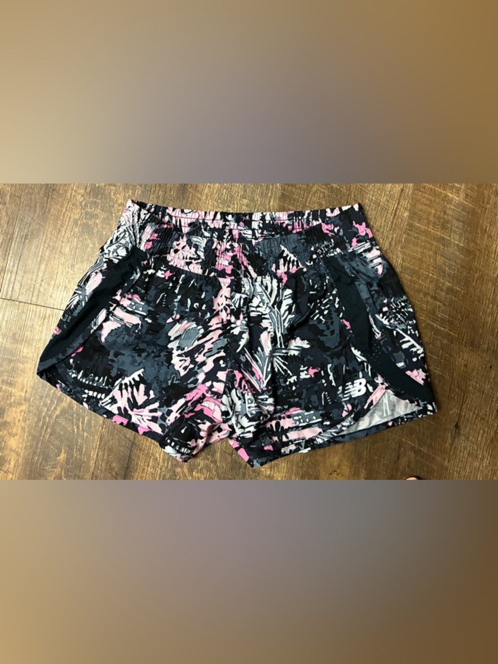 New Balance Black & Pink Patterned Women's Athletic Shorts